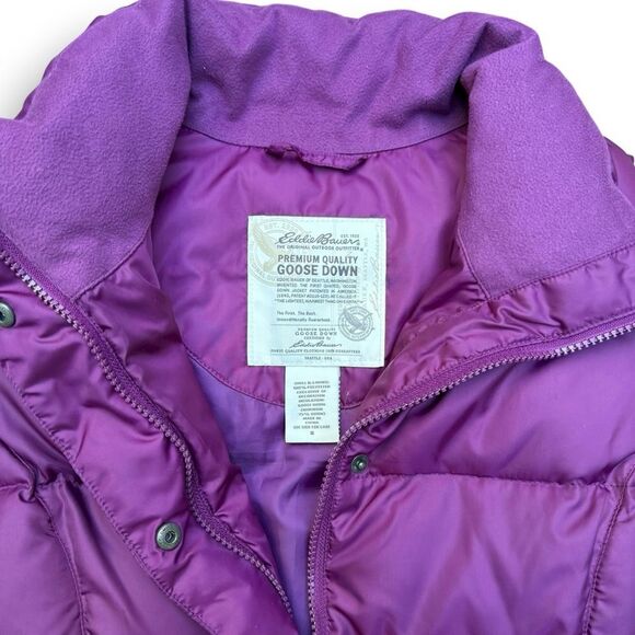 Eddie Bauer Women’s Small Purple Premium Goose Down Puffer Vest Made in USA - Picture 3 of 13